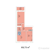 ЖК Al-Farabi town — 2-ком 69.7 м² (от 19,175,750 тг)