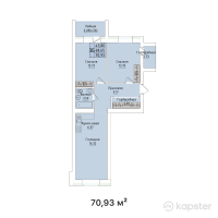 ЖК Al-Farabi town — 3-ком 70.9 м² (от 19,505,750 тг)