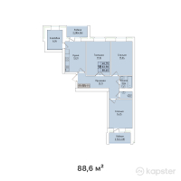 ЖК Al-Farabi town — 3-ком 88.6 м² (от 24,365,000 тг)