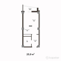 ЖК Khan Residence — 1-ком 25.9 м² (от 6,734,000 тг)