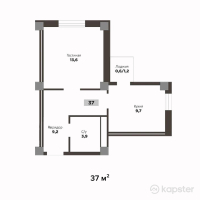 ЖК Khan Residence — 1-ком 37 м² (от 9,620,000 тг)