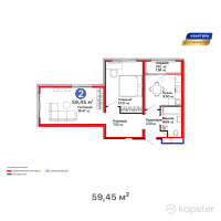 ЖК Arena.Lite — 2-ком 59.5 м² (от 21,877,600 тг)