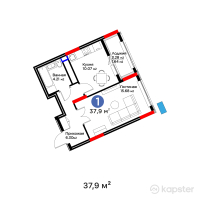 Квартал Capital Park. Emotions — 1-ком 37.9 м² (от 17,623,500 тг)