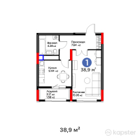 Квартал Capital Park. Emotions — 1-ком 38.9 м² (от 18,088,500 тг)