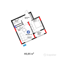 Квартал Capital Park. Emotions — 2-ком 46.9 м² (от 21,785,250 тг)