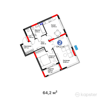 Квартал Capital Park. Emotions — 2-ком 64.2 м² (от 29,853,000 тг)