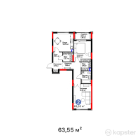 Квартал Capital Park. Emotions — 2-ком 63.6 м² (от 29,550,750 тг)