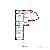 Квартал Capital Park. Emotions — 3-ком 74 м² (от 34,410,000 тг)