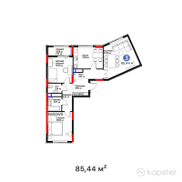 Квартал Capital Park. Emotions — 3-ком 85.4 м² (от 39,729,600 тг)