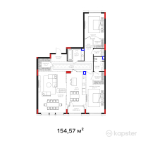 КД Mone — 3-ком 154.6 м² (от 214,079,450 тг)