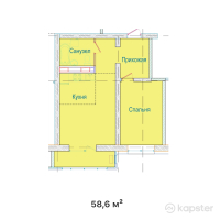 ЖК Apple Residence — 1-ком 58.6 м² (от 43,364,000 тг)