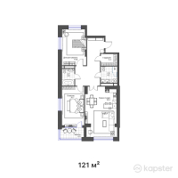 ЖК Seven Hills — 3-ком 121 м² (от 77,500,500 тг)