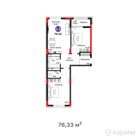 ЖК Salman city — 3-ком 76.3 м² (от 26,791,830 тг)