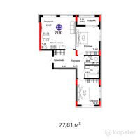 ЖК Salman city — 3-ком 77.8 м² (от 27,311,310 тг)