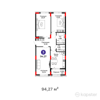 ЖК Salman city — 3-ком 94.3 м² (от 33,088,770 тг)