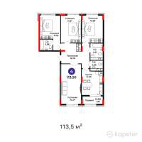 ЖК Salman city — 4-ком 113.5 м² (от 39,838,500 тг)