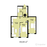 ЖК BAQSARAY — 3-ком 69.7 м² (от 19,853,100 тг)