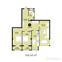 ЖК BAQSARAY — 3-ком 104.4 м² (от 29,762,550 тг)