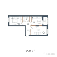 ЖК Sardar Family — 2-ком 54.1 м² (от 18,397,400 тг)