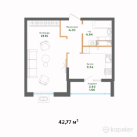 ЖК Zauzar — 1-ком 42.8 м² (от 16,252,600 тг)