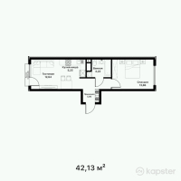 ЖК Qamqor Qala — 2-ком 42.1 м² (от 15,166,800 тг)