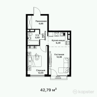 ЖК Qamqor Qala — 2-ком 42.8 м² (от 15,404,400 тг)