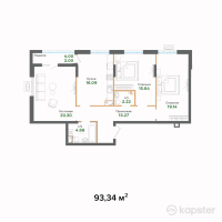 ЖК Zauzar — 3-ком 93.3 м² (от 31,735,600 тг)