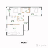 ЖК Zauzar — 3-ком 97.3 м² (от 33,085,400 тг)