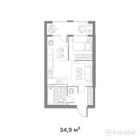ЖК Ulytau Park — 1-ком 34.9 м² (от 12,913,000 тг)