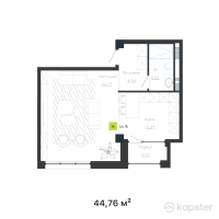 КД Baitas — 1-ком 44.8 м² (от 53,712,000 тг)