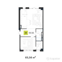 КД Baitas — 2-ком 65.6 м² (от 78,672,000 тг)