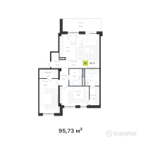 КД Baitas — 3-ком 95.7 м² (от 114,876,000 тг)