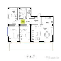 КД Baitas — 4-ком 142 м² (от 170,400,000 тг)