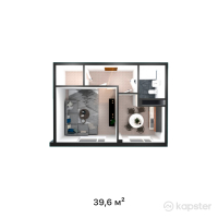 ЖК Aisafi — 1-ком 39.6 м² (от 15,048,000 тг)