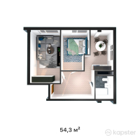 ЖК Aisafi — 2-ком 54.3 м² (от 20,634,000 тг)