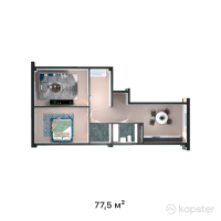 ЖК Aisafi — 2-ком 77.5 м² (от 29,450,000 тг)