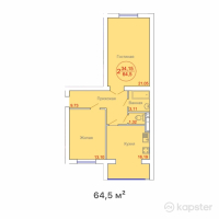 ЖК Beibitshilik — 2-ком 64.5 м² (от 10,642,500 тг)