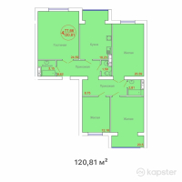 ЖК Beibitshilik — 4-ком 120.8 м² (от 19,933,650 тг)