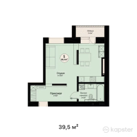 ЖК Amadina — 1-ком 39.5 м² (от 13,825,000 тг)