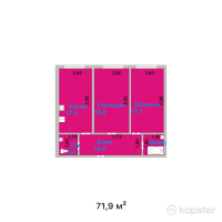 ЖК Дом на Ауэзова — 2-ком 71.9 м² (от 28,041,000 тг)