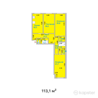 ЖК Дом на Ауэзова — 3-ком 113.1 м² (от 42,978,000 тг)