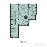 ЖК Gardens — 3-ком 140.7 м² (от 98,490,000 тг)