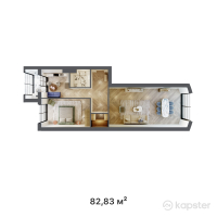 ЖК Sarmat — 3-ком 82.8 м² (от 15,654,870 тг)