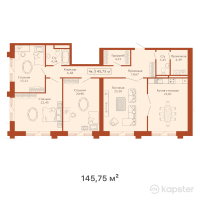 КД Paris — 4-ком 145.8 м² (от 71,417,500 тг)