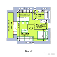 ЖК Центральный — 1-ком 36.7 м² (от 14,680,000 тг)