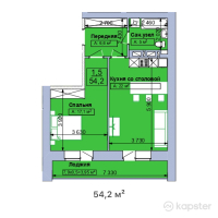 ЖК Центральный — 2-ком 54.2 м² (от 21,680,000 тг)