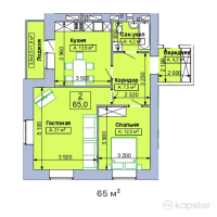 ЖК Центральный — 2-ком 65 м² (от 26,000,000 тг)