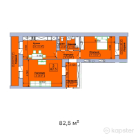 ЖК Центральный — 3-ком 82.5 м² (от 33,000,000 тг)