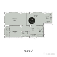 ЖК Ertis — 3-ком 77 м² (от 36,166,500 тг)