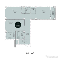 ЖК Ertis — 3-ком 97.1 м² (от 45,151,500 тг)